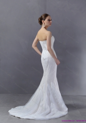 2015 Classical Sweetheart Mermaid Wedding Dress with Lace