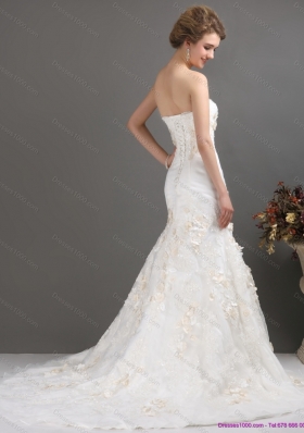 2015 Classical Sweetheart Mermaid Wedding Dress with Beading and Appliques