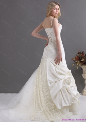 A Line Wedding Dress with Ruching and Lace for 2015