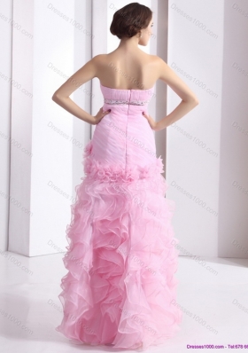 New Style Baby Pink Sweetheart Ruching Wedding Dresses with Ruffles and Beading