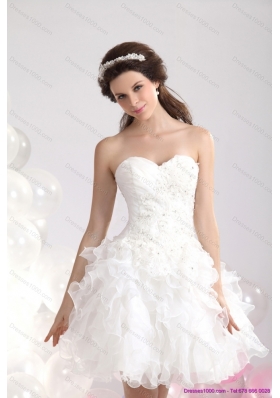 New Style White Sweetheart Wedding Gowns with Ruffles and Sequins