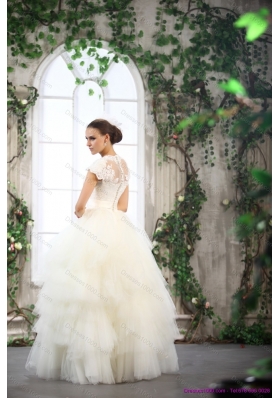 New Style White Wedding Dresses with Ruffled Layers and Lace