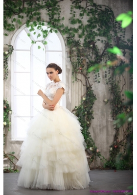 New Style White Wedding Dresses with Ruffled Layers and Lace