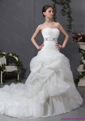 Perfect 2015 Strapless Wedding Dress with Beading and Ruching