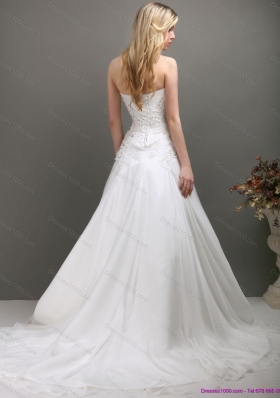 Perfect 2015 Sweetheart A Line Wedding Dress with Appliques and Beading