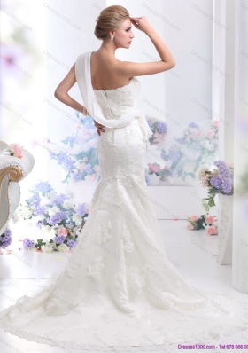 2015 Beautiful Strapless Lace White Wedding Mermaid Dress