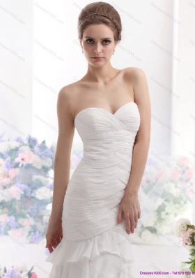 2015 Elegant Sweetheart Wedding Dress with Ruching and Ruffled Layers