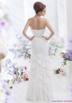 2015 Elegant Sweetheart Wedding Dress with Ruching and Ruffled Layers