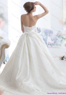 2015 Modest Sweetheart Wedding Dress with Lace and Sashes