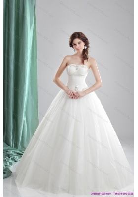 2015 New Style A Line Strapless Wedding Dress with Beading