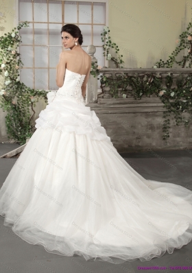 2015 New Style Sweetheart Wedding Dress with Ruching and Appliques