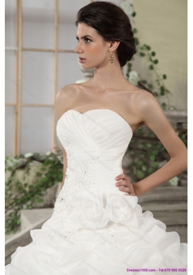 2015 New Style Sweetheart Wedding Dress with Ruching and Appliques