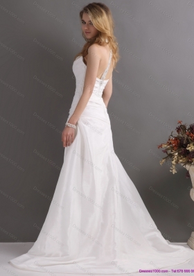 2015 Top Selling Halter Top Wedding Dress with Beading and Ruching