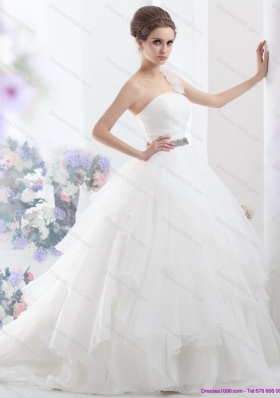 2015 Top Selling One Shoulder Wedding Dress with Appliques