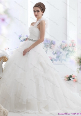 2015 Top Selling One Shoulder Wedding Dress with Appliques