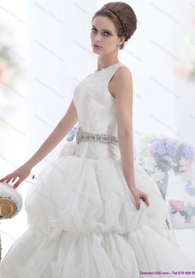 2015 Top Selling Scoop Wedding Dress with Beading