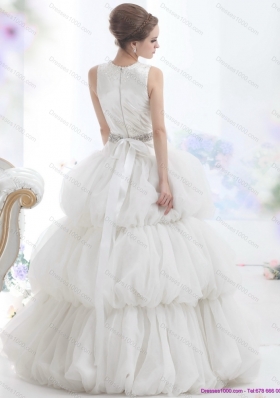 2015 Top Selling Scoop Wedding Dress with Beading