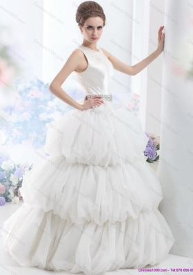 2015 Top Selling Scoop Wedding Dress with Beading