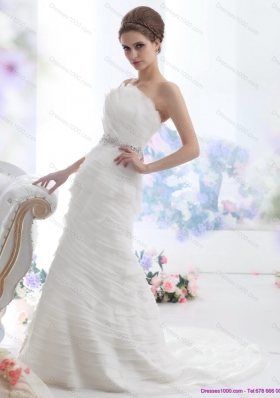 2015 Top Selling Strapless Wedding Dress with Beading and Ruching