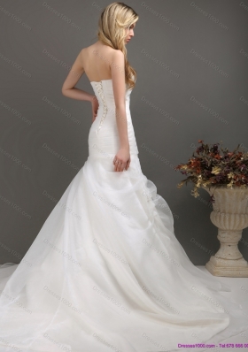 2015 Top Selling Strapless Wedding Dress with Ruching and Paillette