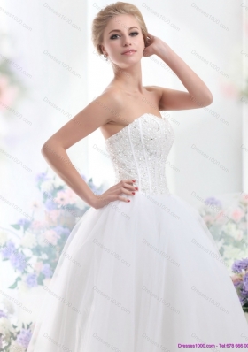 2015 Top Selling Sweetheart A Line Wedding Dress with Beading