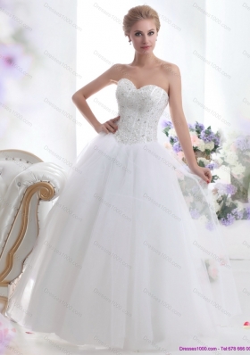 2015 Top Selling Sweetheart A Line Wedding Dress with Beading