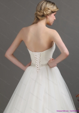 2015 Top Selling Sweetheart Wedding Dress with Beading and Ruching