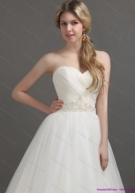 2015 Top Selling Sweetheart Wedding Dress with Beading and Ruching