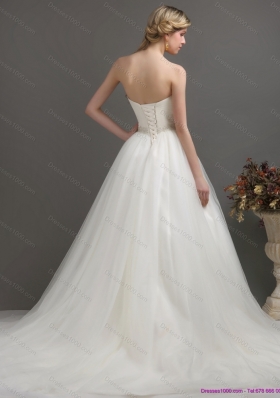 2015 Top Selling Sweetheart Wedding Dress with Beading and Ruching