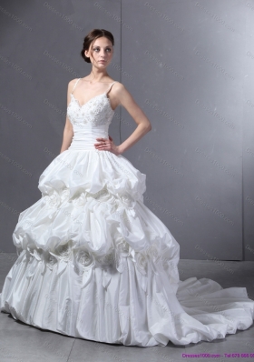 2015 Top Selling Sweetheart Wedding Dress with Lace and  Pick Ups