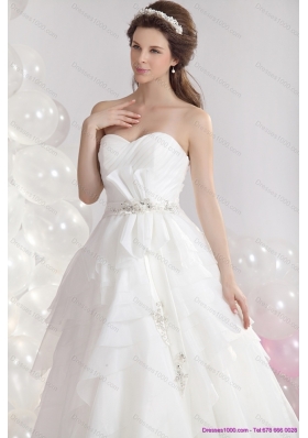 2015 Top Selling Sweetheart Wedding Dress with Paillette and Ruching