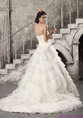 2015 Top Selling Wedding Dress with Beading and Ruffled Layers