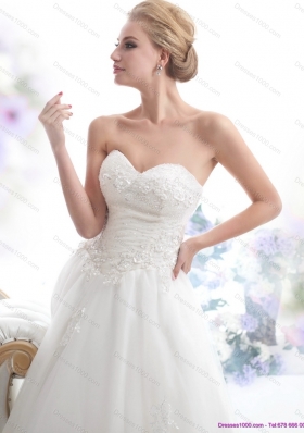 Luxurious Sweetheart Brush Train Wedding Dress with Beading