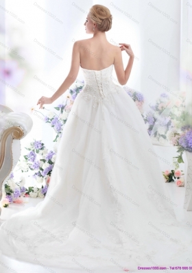 Luxurious Sweetheart Brush Train Wedding Dress with Beading