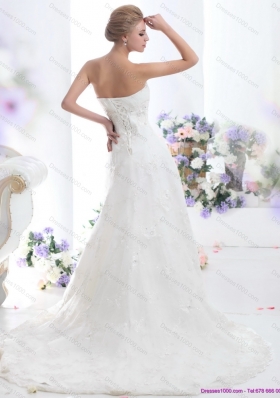 Modest Strapless Wedding Dress with Beading for 2015