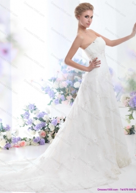 Modest Strapless Wedding Dress with Beading for 2015