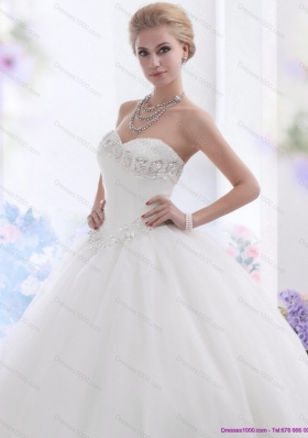 Perfect Ball Gown White 2015 Wedding Dresses with Rhinestones