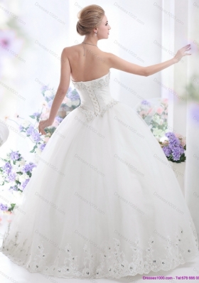 Perfect Ball Gown White 2015 Wedding Dresses with Rhinestones