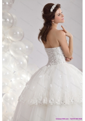 Popular Sweetheart Ruffles and Beading Bridal Gowns in White