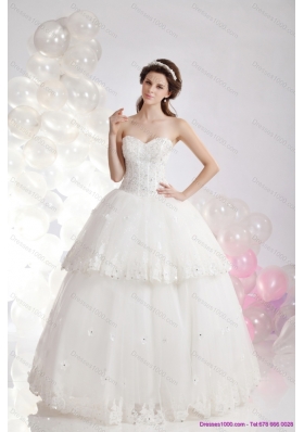 Popular Sweetheart Ruffles and Beading Bridal Gowns in White