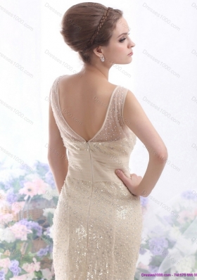 Top Selling 2015 Beteau Champagne Wedding Dress with Sequins