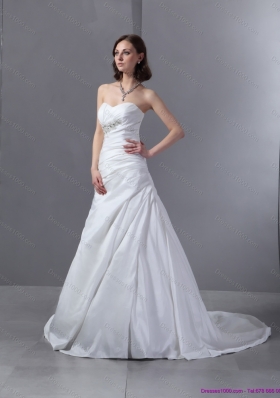 Top Selling 2015 Sweetheart Appliques and Ruching Wedding Dress