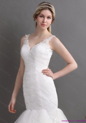 Top Selling Mermaid Wedding Dress with Lace and Ruffles for 2015