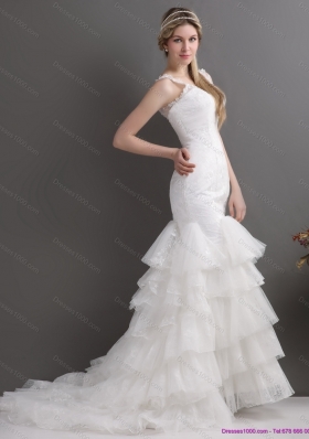 Top Selling Mermaid Wedding Dress with Lace and Ruffles for 2015