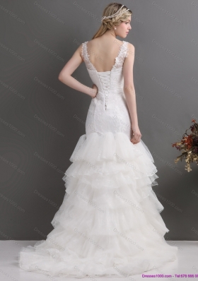 Top Selling Mermaid Wedding Dress with Lace and Ruffles for 2015