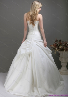 Top Selling Strapless Wedding Dress with Ruching and Lace for 2015