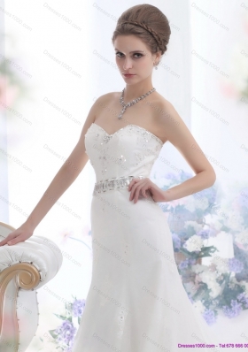 2015 Modest Sweetheart Paillette Wedding Dress with Floor Length