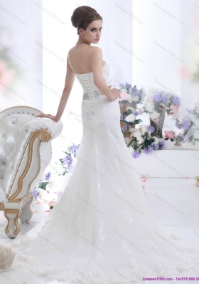 2015 Modest Sweetheart Paillette Wedding Dress with Floor Length