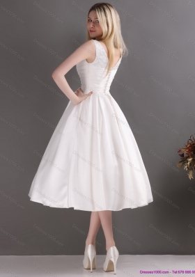 2015 Popular Beading and Ruching Wedding Dresses in White