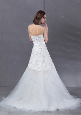 2015 Popular White Strapless Wedding Dresses with Sequins and Brush Train